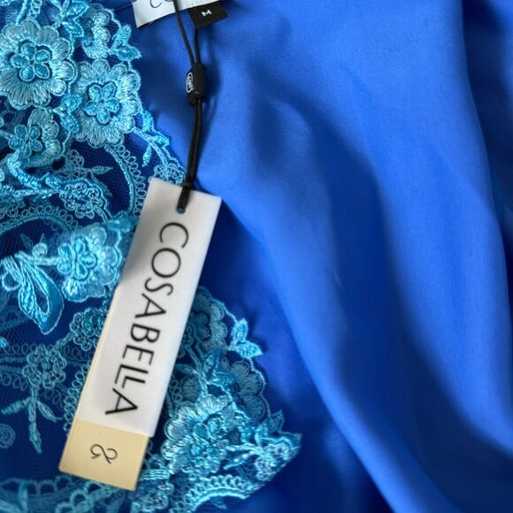Cosabella Silk Robe and Thong Sanika Blue Size M - Picture 5 of 8